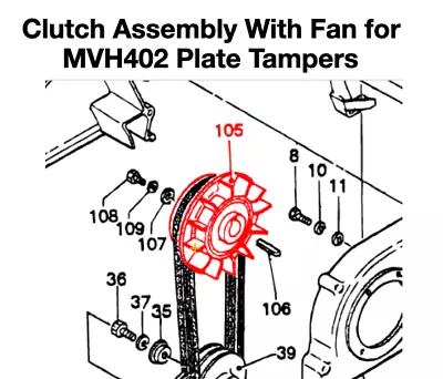 Multiquip Clutch Assembly With Fan For MVH402 Plate Tampers 457910080 457335990 • $865.50