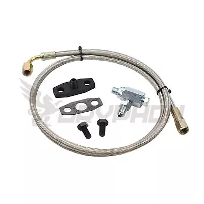 Turbo Oil Feed Line Kit Garrett T3 T4 T04Z Turbo 104cm Straight To 90 Deg 4AN • $68.85