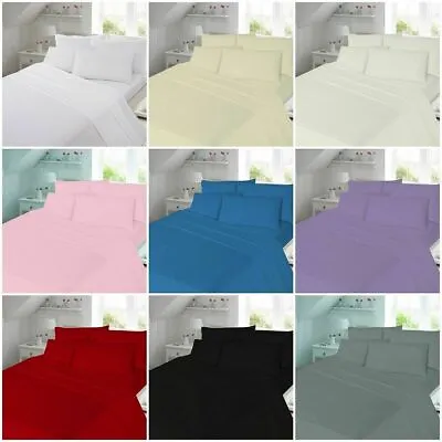 £5.99 • Buy 100%Brushed Cotton Flannelette Fitted Sheet 32CM Deep Skirt Box Easy Care Cotton