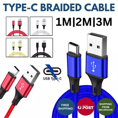 1M 2M 3M Braided USB Type C Data Charger Cable For Samsung Xiaomi Huawei Oppo AU • $4.85