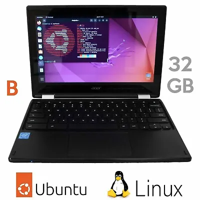 Ubuntu Linux Laptop 32GB SSD 4GB RAM Acer R11 C738T Netbook 11.6 Intel 1.6GHz  B • $59.99
