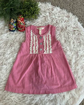 Matilda Jane Dazzling Dream Pink White Ruffle Linen Blend Toddler Dress Size 2T • $14