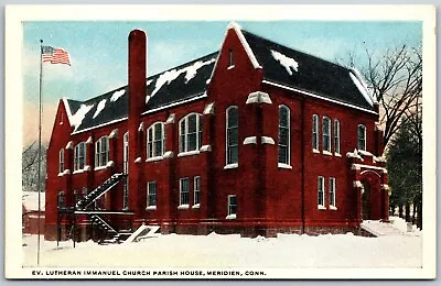 Vtg Meriden CT Evangelical Lutheran Immanuel Church Parish House View Postcard • $6.99