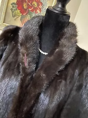 Vintage Genuine Black Male Ranch Mink Fur Coat Jacket Stroller Belted • $225