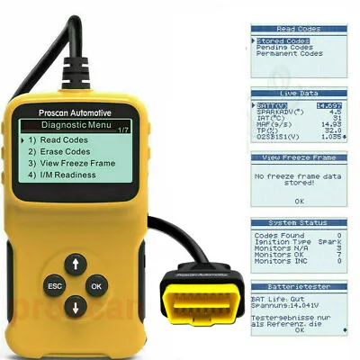 For VW OBD Code Reader OBD2 Scanner Car Check Engine Fault Diagnostic Tool • £19.95