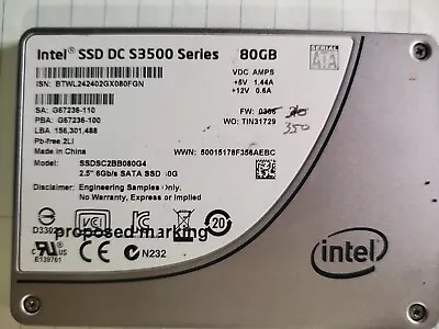 Intel 80GB 2.5 Inch Internal SSD - SSDSC2BB80G4 • $10