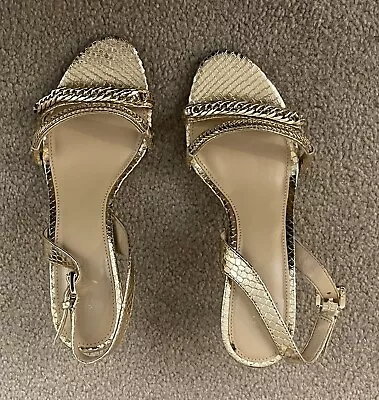 Michael Kors Gold Heels Sandal Strap Shoes Size US 6 Excellent Condition • $28