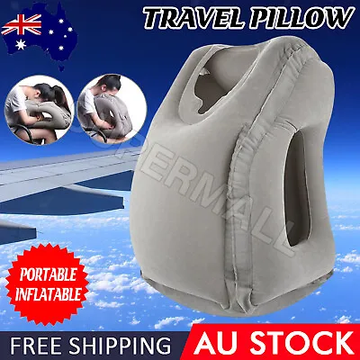 $14.22 • Buy Inflatable Air Cushion Travel Pillow For Airplane Office Nap Neck Head Chin OZ