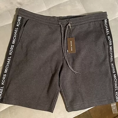Michael Kors MK Charcoal Gray Fleece Sweat Shorts Logo Tape Signature NWT XL • $19.50