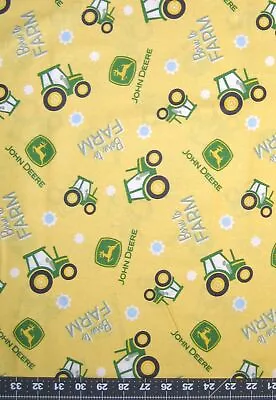 Nursery Baby Fabric - Born To Farm John Deere Tractor Toss Yellow - Springs YARD • $10.48