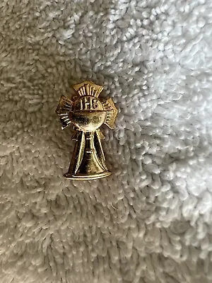 Vintage Gold Tone Catholic First Holy Communion Chalice Pin • $15