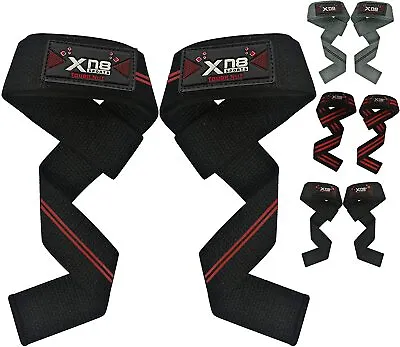 XN8 Weight Lifting Straps Deadlift Hand Bar Wrist Support Training Gym Gloves UK • £5.99