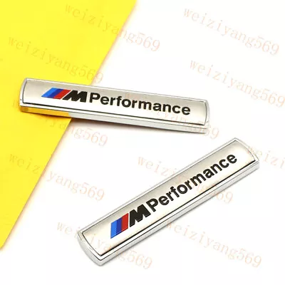 2pcs Chrome Metal M Performance Emblems Fender Badge Car Truck Decal Sticker • $27.45