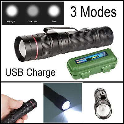 $6.80 • Buy 1200000LM LED Flashlight Tactical Light Super Bright Torch USB Rechargeable Lamp