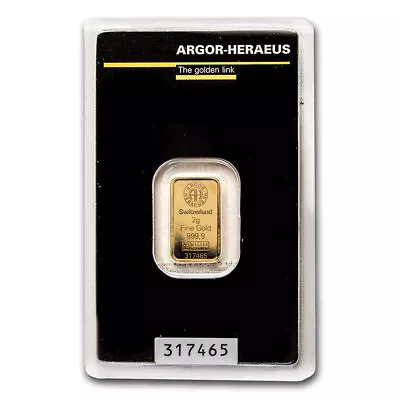 2 Gram Gold Bar - Argor-Heraeus (In Assay) • $189.43