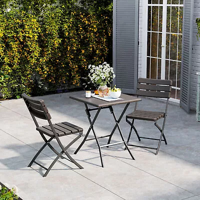 Folding Garden Patio Furniture Table Chairs Set Outdoor Bistro Dining Black • £59.95