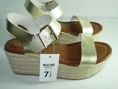 Womens New Gold Jute Mossimo Platform Slingback Wedge Sandals Shoes Size 7.5 M • $17.99