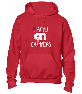 Happy Campers Hoody Hoodie Funny Camping Design Fashion Camper Van Top New • £16.99