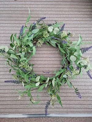 50cm Artificial Wreath With Eucalyptus & Lavender (KH) • £16