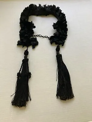 Antique Silk Ribbon Victorian Mourning Ruffled Collar • $42