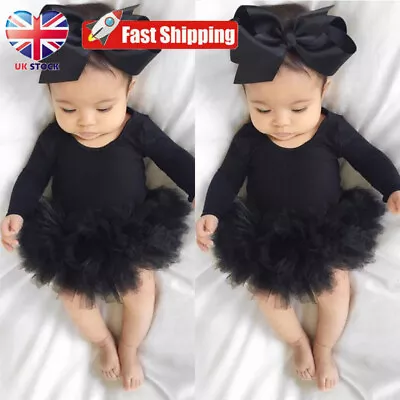 Newborn Baby Girls Ruffle Tulle Tutu Romper Dress Heandband Set Outfits Clothes • £12.89