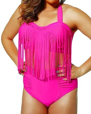 £19.38 • Buy Lady Plus Size Womens Fringe Tassel High Waisted Push Up Swimwear Bikini Set 