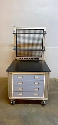 42x40x76” Rolling Lab Table W/ Reagent Shelves & Storage Drawers • $770