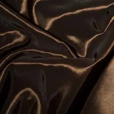 Taffeta Metallic Silk Satin Dress Fabric Material - BROWN • £22.99