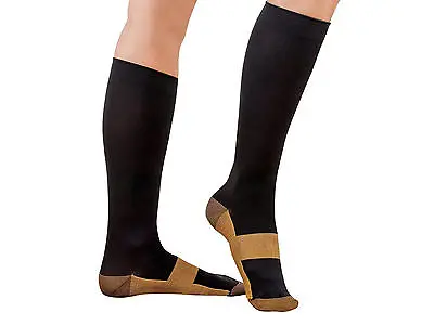 ANGEL KT Compression Copper Socks Miracle Foot Pain Relief 1 Pair LG/XL Black • $9.99