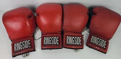 Vintage Ringside Boxing Lace Up Gloves RP-18 Red 18oz Mixed Lot Of 2 Pairs • $74.97