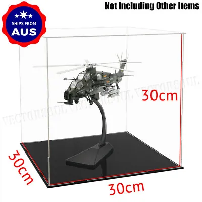 AU Clear Acrylic Cube Perspex Display Box Case 30cm Big Plastic Base Dustproof • $43.99