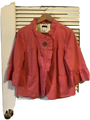 J Crew Ruffle Collar Jacket Pink 12 EUC • $45