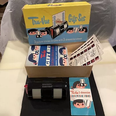 Vintage Tru-Vue Gift Set 3-D Viewer In Box W/3 Picture Stories In Color NM Cond • $39.99