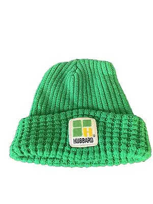 Vintage HUBBARD FEEDS Cap Hat Green Stocking Style Logo • $22.49