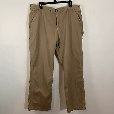 Carhartt Dungaree Pants Flannel Lined Carpenter Men's 38X29 Light Brown No Tags • $24.99