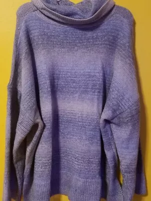 $8.55 • Buy Time And Tru Womens L  12-14 Ombre Cowl Neck Long Sleeve Sweater Blue New 