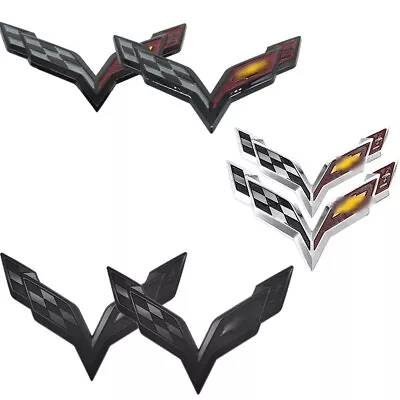 2* For Corvette C7 2014-2019 Sticker Front & Rear Cross Flags Emblem Badge Decal • $16.99