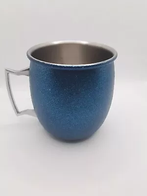 Moscow Mule Mug Stainless Steel 16oz  Bar Craft Teal Blue Glitter • $13.99