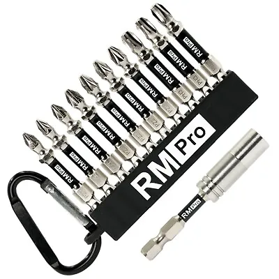 10 X 50mm Impact Driver Bits Mixed Pozi Philips Torx Screwdriver Keyring Set • £9.95