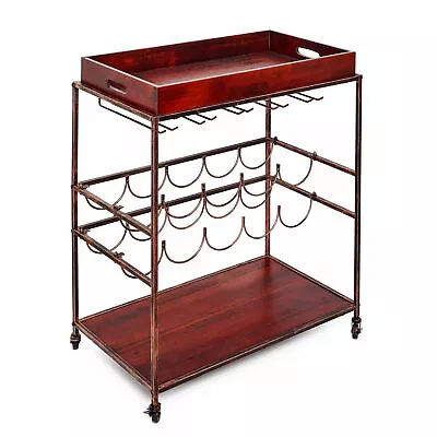 Old Dutch  Avalon  Wine And Serving Cart Antique Copper/Rosewood 28  X 16  ... • $125.23