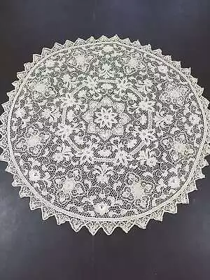 Vintage Point De Venise Needle Lace Banquet Tablecloth 143x132cm • $217.89