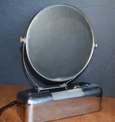 VTG Chrome 2-way Vanity Shaving Mirror LIGHT UP Nat'l. Metal Co. ART DECO • $50
