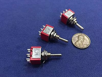 3 Pieces Momentary Mini Toggle Switch (ON)-OFF-(ON) 6 Pin 12vdc Dpdt 1/4  A5  • $9.65