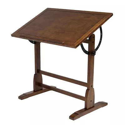 Vintage Drafting Table Rustic Oak Adjustable Drawing Base Architect Wood New • $248.88