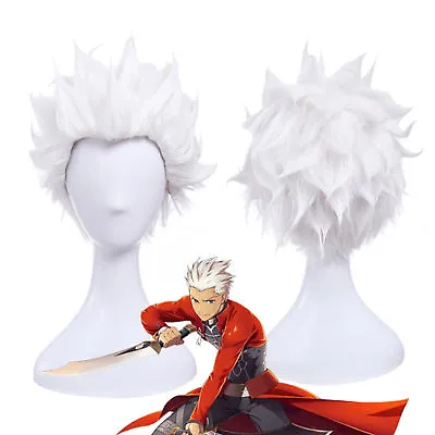 Anime 28cm Short Straight White Fate/stay Night Archer Cosplay Wig ZY90 • $17.59