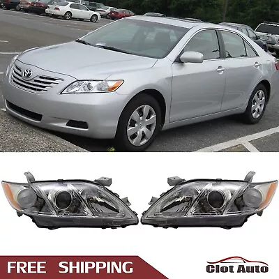 For 2007-2009 Toyota Camry Headlights Headlamps Assembly Chrome Left+Right • $71.99