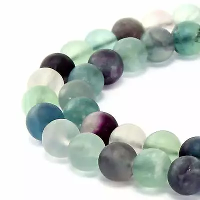 Natural Fluorite Matte Round Beads 4mm 6mm 8mm 10mm 12mm 15.5  Strand • $9.45