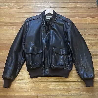 Vintage LL Bean Goatskin Leather Jacket Size 40 A-2 Flight Bomber Thinsulate USA • $150
