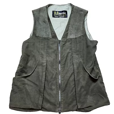 BARBOUR Shooting Waistcoat Large Camo Green Vest Hunting Fishing Utility Vintage • $44