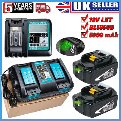 18V 5.0Ah For  Makita Battery LXT BL1850B BL1830B BL1815N Li-ion Charger • £85.90